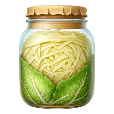 Sauerkraut Cinematic Realistic Sauerkraut Dish Emoji, depicted as tangy fermented cabbage neatly served in a traditional jar, rendered with vibrant textures and crisp, natural lighting. sticker