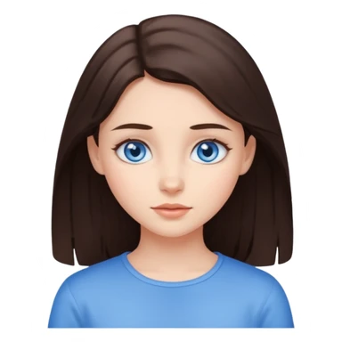 brunette girl with blue eyes, gentle and sweet expression sticker