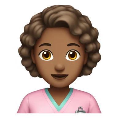 Girl with brown hair, brown eyes & brown skin in pink scrubs  sticker