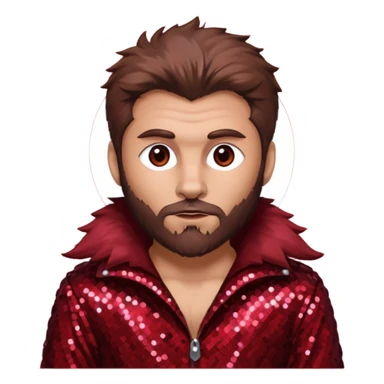 The Wolf Man with brown hair and fur, dark red sequin outfit sticker