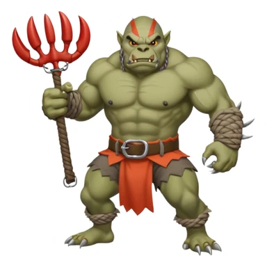 orc male Belt of defeated "Pesky Sand Crab" claws, flexing with a net full of loot. sticker