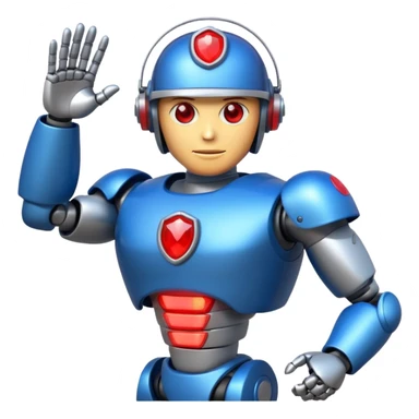 shiny muscular robot with a red police light head, 3/4 perspective, emoji style sticker