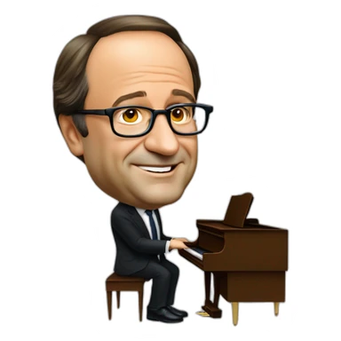 Francois Hollande debout qui fait du piano sticker