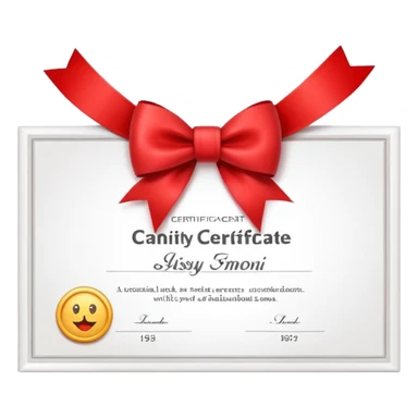 a white certificate with a bow on a black background. Lots of details sticker