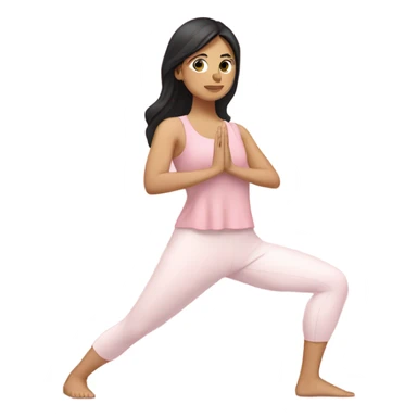 White yoga girl light pink clothes black hair sticker