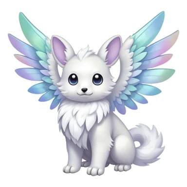  Iridescent white pale wings-ears, fakemon-creature  sticker