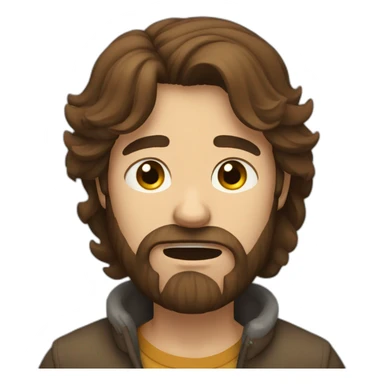 long brown haired bearded man crying sticker