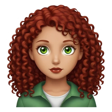 Girl with dark red curly hair and green eyes and white but tan skin sticker