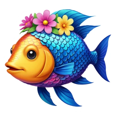 Couronne de fleur sur poisson sticker