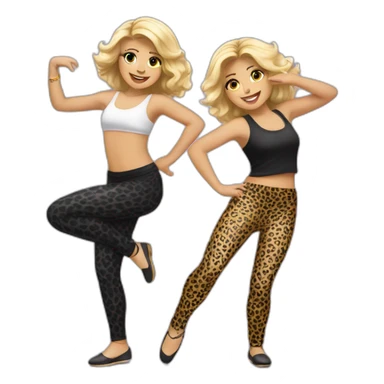 Two blond girls dancing salsa in leopard leggings sticker
