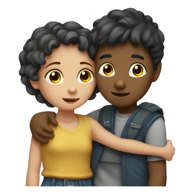 The boy hugs the girl  sticker