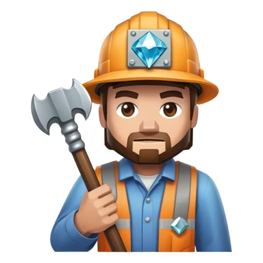 Minecraft miner holding a diamond pickaxe sticker