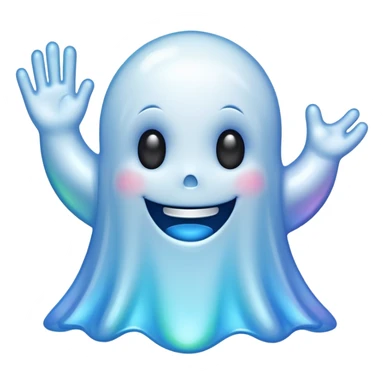 Holographic chrome happy cartoon ghost sticker