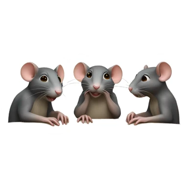 Three different color rats are sitting around a round table and whispering sticker