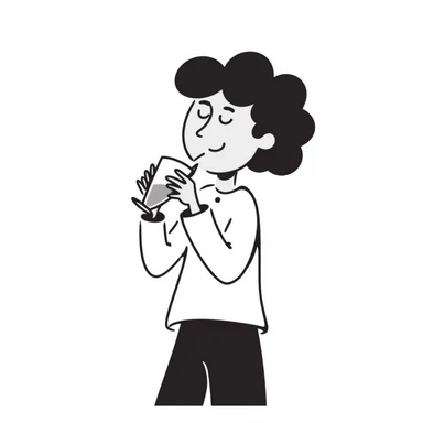 Hand drawn person drinking water from a glass sticker