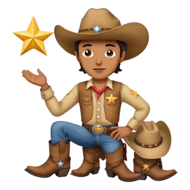 Cowboy with a star on his shirt, wearing a cowboy hat and boots sticker