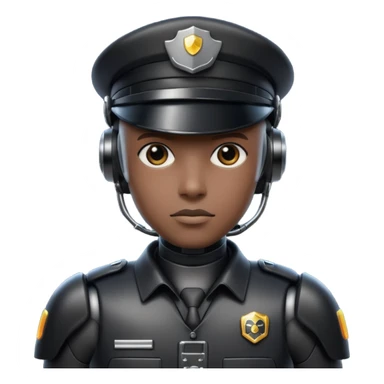 black half robot cop sticker