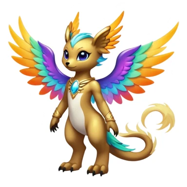 Anthro Sona Cool Edgy Cute Beautiful Colorful Shy Winged Shiny Nebula Fakemon-Fantasy-Creature Full Body sticker