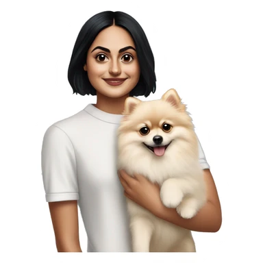 Camila Mendes with cream pomeranian sticker
