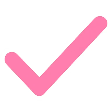simple pink check mark, flat icon style sticker