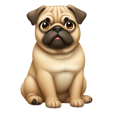 chubby pug dog in light caramel color - full body in sitting position sticker