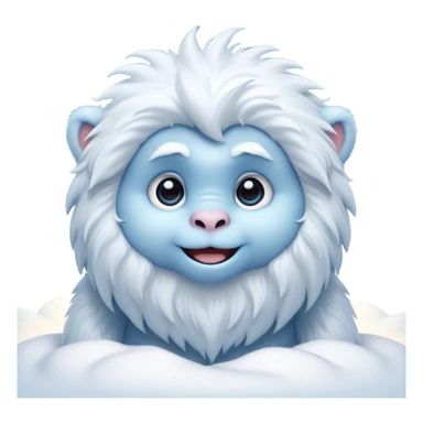 Cinematic Cute Yeti Portrait Emoji, with a charming, small, fluffy form in soft snowy whites and cool blues, featuring big, innocent eyes and a shy, gentle smile, simplified yet irresistibly endearing, highly detailed with a soft glowing outline that captures the whimsical charm of a friendly yeti ready for a cuddle! sticker