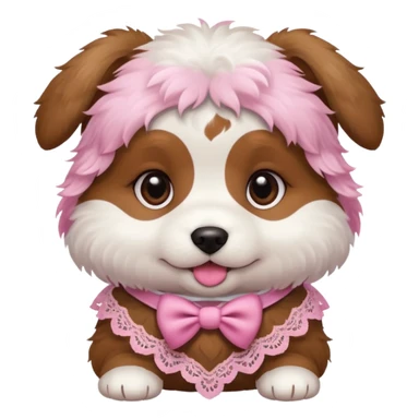 puppy with a pink lace sticker
