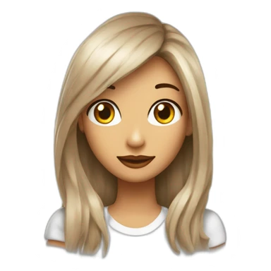 Chica pelo lacio con iluminaciones rubias, blanca, ojos marrones y lunar cerca del labio sticker