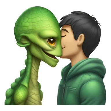 a Reptilian alien woman kissing humman man sticker