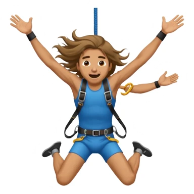 bungee jumping man face only with flying long hair and open mouth sticker