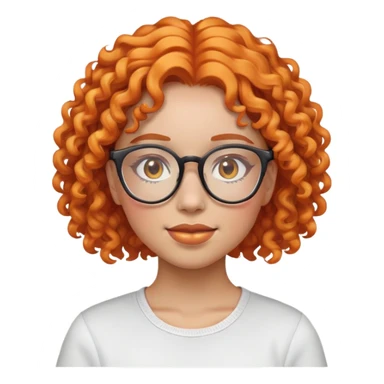 A iPhone emoji thats a girl with curly orange hair and clear glasses sticker