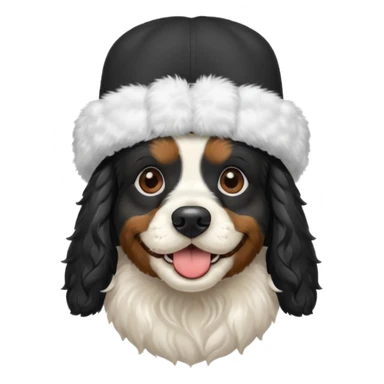 Собака породы черно-белый русский кокер спаниель в шапке ушанке sticker