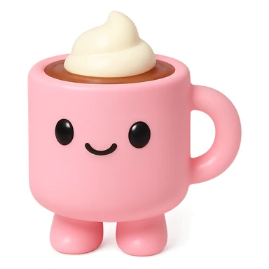 a pink mocha, cute and inviting, vinyl figure style sticker
