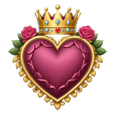 heart with a dark rose and crown sticker