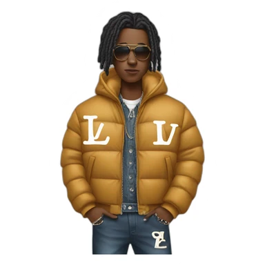 Rapper with lv pufffer jacket sticker