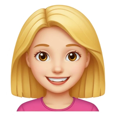 cheerful pose cute girl apple emoji style. don't hold an apple sticker