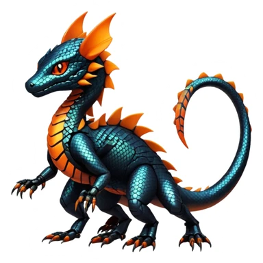 Modern Futuristic Scaly IridescentCyber-Salandit-Litten-Hybrid (Full body) sticker