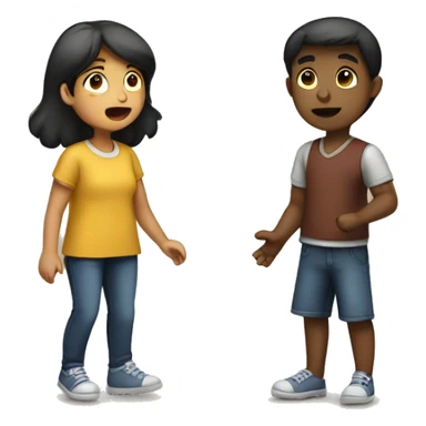 demostrate a situation wherea girl and boy physically near to one another but they have separation in conversation sticker