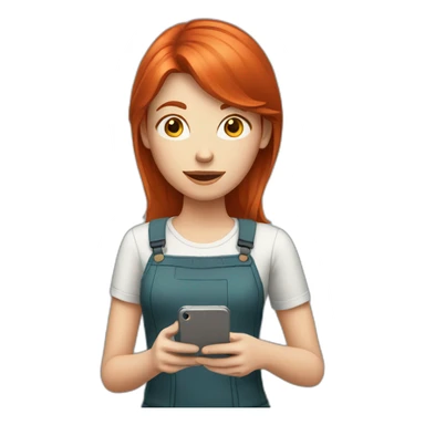 red-haired girl with a smartphone sticker