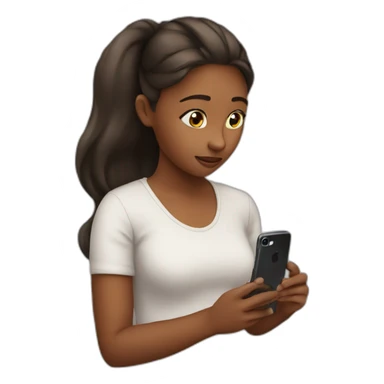 a girl watching her iphone sticker