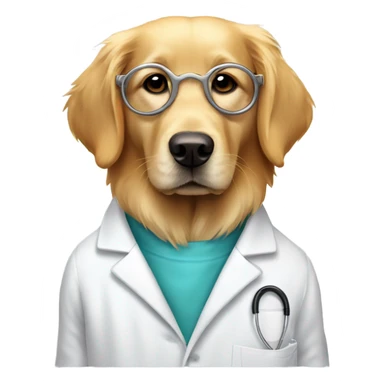 Golden Retriever wearing a lab coat and googles sticker