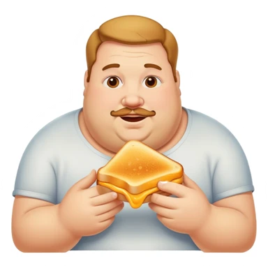 A fat man with a really big butt eating grilled cheese sticker