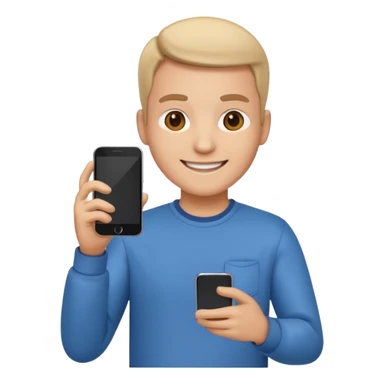 tech worker emoji holding smartphone in casual clothes sticker