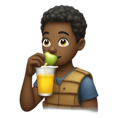 A human drinking apple juice sticker