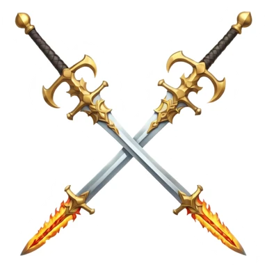 Two powerful on fire fully golden fiery royal crossed swords sticker
