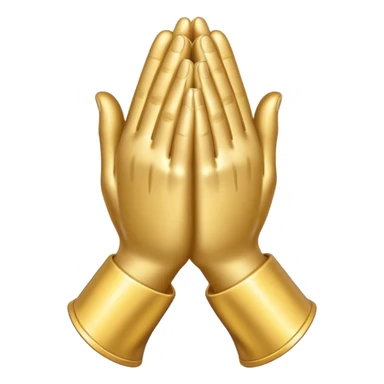 Emoji-style praying metallic hands, realistic proportions, clean outlines sticker