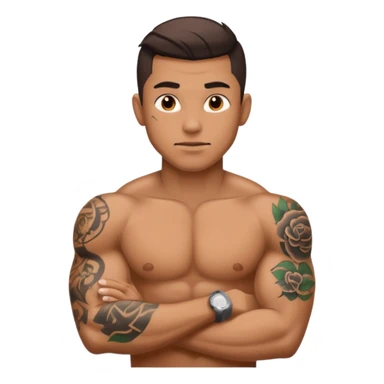man with tattoo sticker