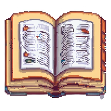 Make the pixel art an open book, keep the pixel art style, with no background. sticker