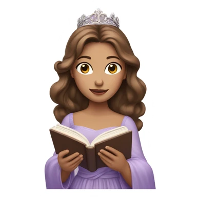 Reading Princess with Brown hair and lilac gown  sticker