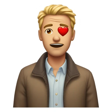 man with red hearts in his eyes and drool from his mount sticker